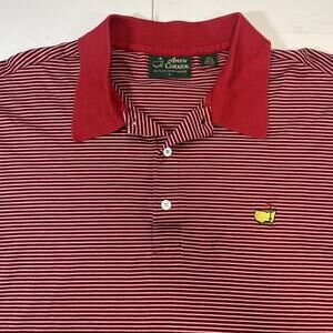 Amen Corner Masters 100% Pima Cotton Golf Polo Red Striped Men’s Size L Augusta